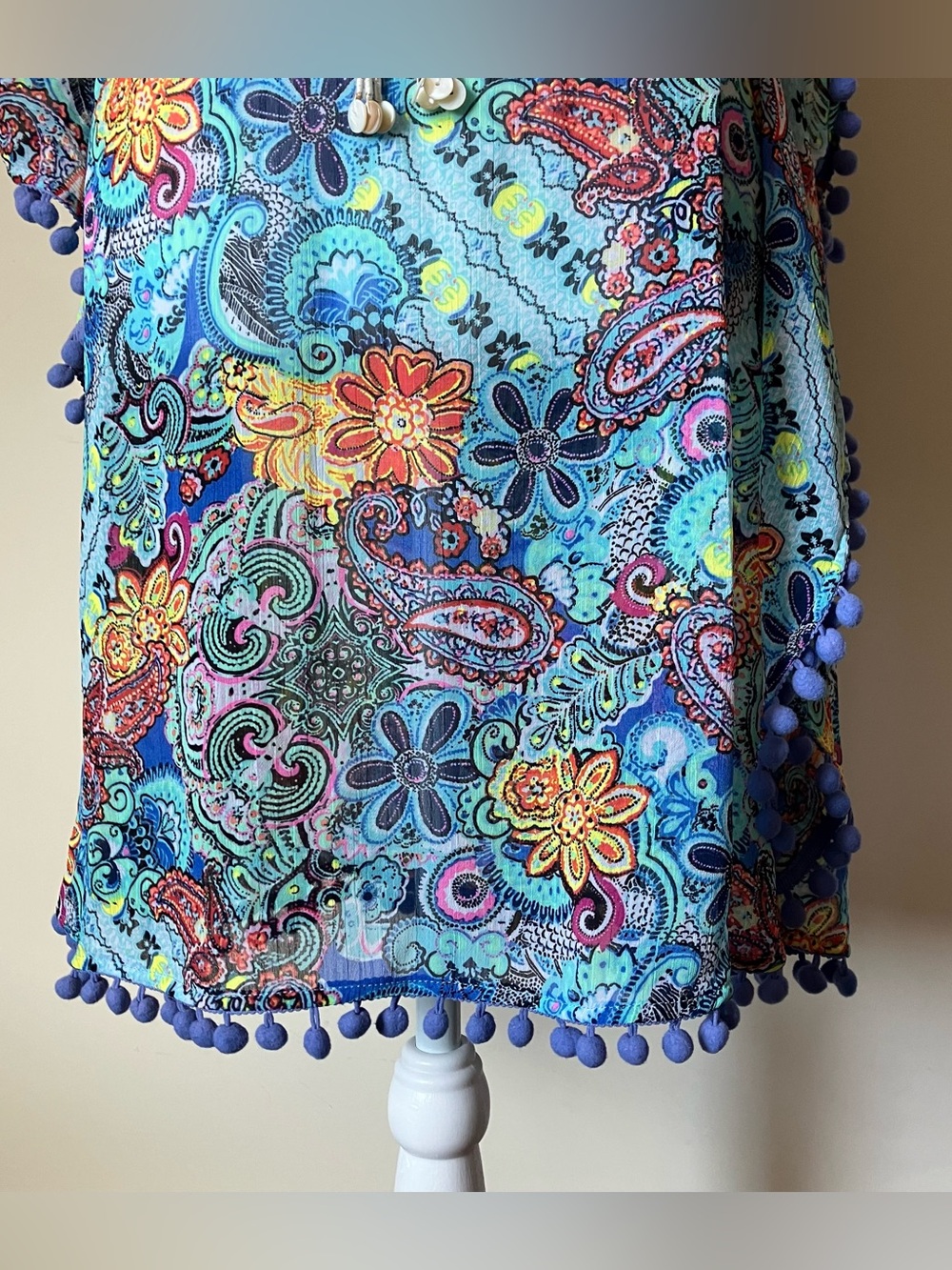 Bleu by Rod Beattie Paisley Cover-Up Dress – Boho Beach Tunic size Small - Picture 6 of 10